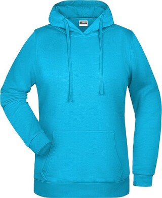 Dámská mikina s kapucí James Nicholson sweat hoodie women, tyrkysová, vel. XXL