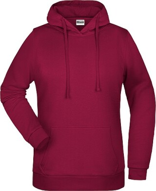 Dámská mikina s kapucí James Nicholson sweat hoodie women, vínová, vel. 3XL