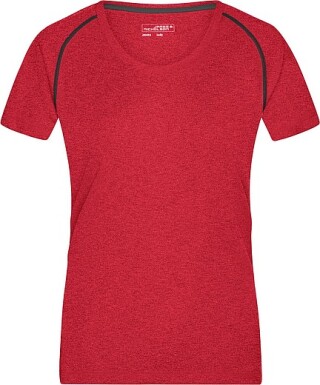 Dámské sportovní tričko James Nicholson sports T-shirt women, červený melír/černá, vel. XXL