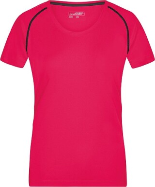 Dámské sportovní tričko James Nicholson sports T-shirt women, růžová/černá, vel. S