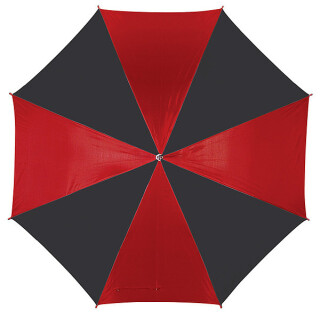 Deštník černo červený černá hůl, průměr 103 cm.