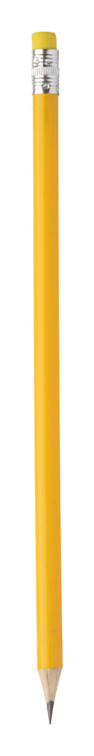 Dřevěná tužka s gumou, hrocená, žlutá