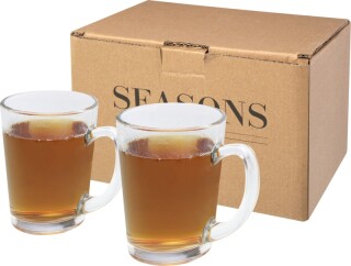 DAMULSA Sada 2 skleněných hrnků na čaj, 300 ml, transparentní