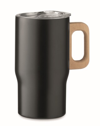 NUNU Dvoustěnný hrnek z recyklované nerezové oceli, 350 ml, černá