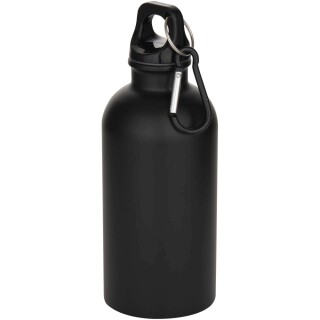 Jednostěnná láhev na vodu z nerezové oceli s karabinou a matnou povrchovou úpravou 400ml , černá