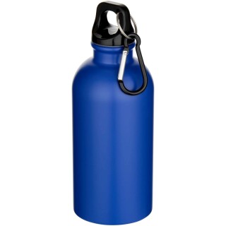 Jednostěnná láhev na vodu z nerezové oceli s karabinou a matnou povrchovou úpravou 400ml , královská modrá