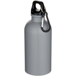 Jednostěnná láhev na vodu z nerezové oceli s karabinou a matnou povrchovou úpravou 400ml , šedá