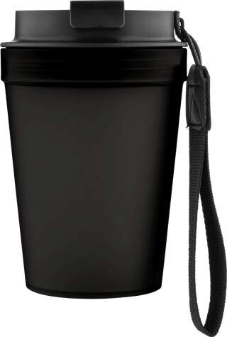 Jednostěnný termohrnek se šňůrkou na zápěstí 350 ml, černá
