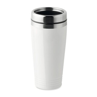 KAKADU Dvoustěnný termohrnek, nerezový s plastovým víčkem, objem 400 ml, bílá