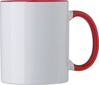 SUPREME Keramický hrnek k sublimaci, 300 ml, bílý s červeným vnitřkem a uchem