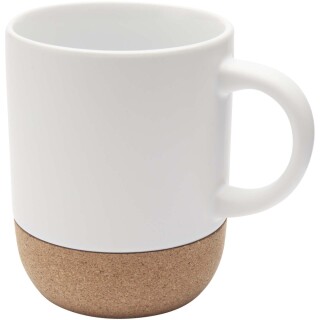 Keramický hrnek o objemu 300 ml s korkovými detaily a matným povrchem, bílá