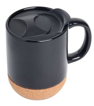 Keramický hrnek s korkovým dnem, 350ml, černý