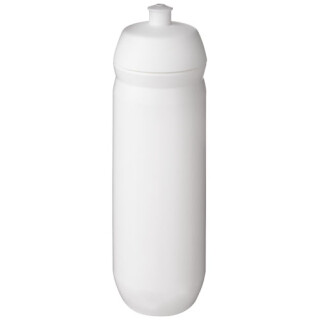 Láhev na pití 750ml, tělo je bílé z pružného plastu, víčko je bílé