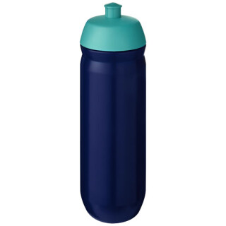 Láhev na pití 750ml, tělo je modré z pružného plastu, víčko je tyrkysové