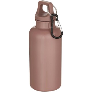 Láhev na vodu s karabinou z recyklovaného plastu 400 ml, jemně růžová