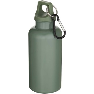 Láhev na vodu s karabinou z recyklovaného plastu 400 ml, šedozelená