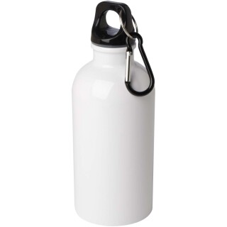 Láhev na vodu z nerezové oceli s karabinou 400ml, bílá