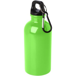 Láhev na vodu z nerezové oceli s karabinou 400ml, jasně zelená