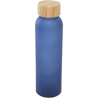 Láhev z matného sodnovápenatého skla s bambusovým víčkem 500 ml, tmavě tyrkysová