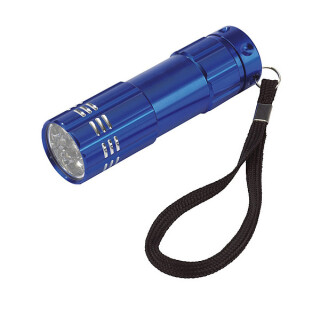 LED svítilna, 9 LED, kov, modrá