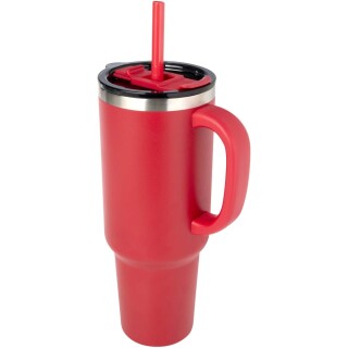 Měděný vakuově izolovaný termohrnek s brčkem a dvojitou stěnou 1200ml, červená