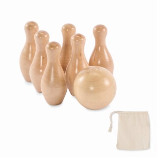 Mini bowlingová sada z borovicovéh, světle hnědá