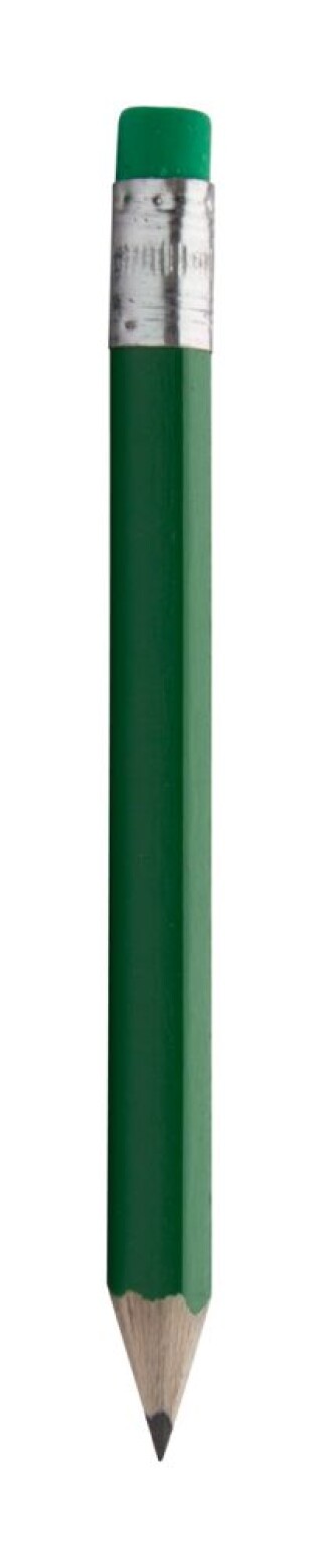 Mini tužka, dřevěná s gumou, zelená