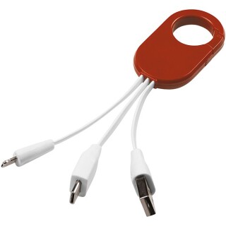 Nabíjecí kabel 3v1 s klipem a karabinou, bílá