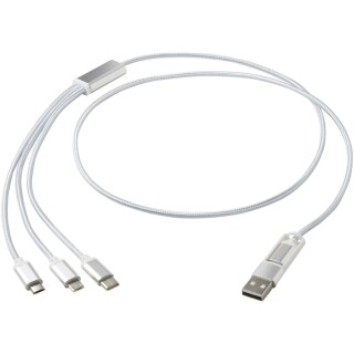 Nabíjecí kabel 5v1 z recyklovaného hliníku, stříbrný