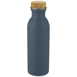 Nerezová láhev na pití s bambusovým víčkem, 650ml, modrá