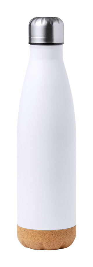 Nerezová láhev na pití s korkovým dnem, 750ml, bílá