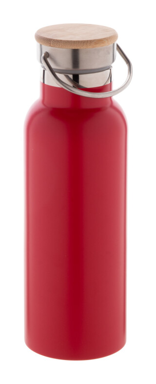 Nerezová termoska 500ml s bambusem na víčku, červená