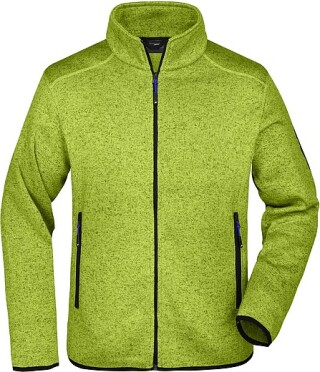 Pánská fleecová bunda James Nicholson knit fleece jacket men, jasně zelená/modrá, vel. XL