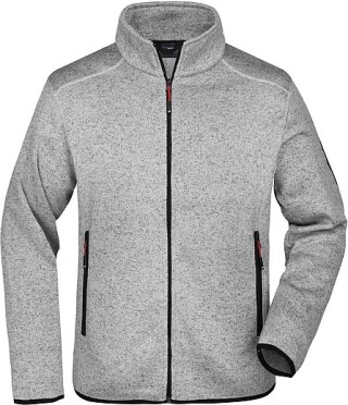 Pánská fleecová bunda James Nicholson knit fleece jacket men, šedá/červená, vel. XXL
