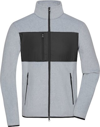 Pánská fleecová bunda James & Nicholson, melírovaná světle šedá, 3XL
