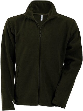 Pánská mikrofleecová mikina Kariban fleece jacket men, vojenská zelená tmavá, vel. S