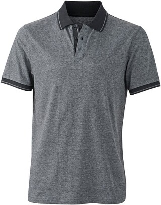 Pánská polokošile James Nicholson polo melange men, šedá/černá, vel. XXL