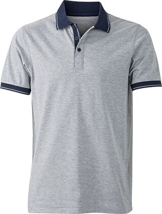 Pánská polokošile James Nicholson polo melange men, šedá/námořní modrá, vel. M
