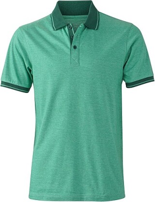 Pánská polokošile James Nicholson polo melange men, zelená/tmavě zelená, vel. XXL