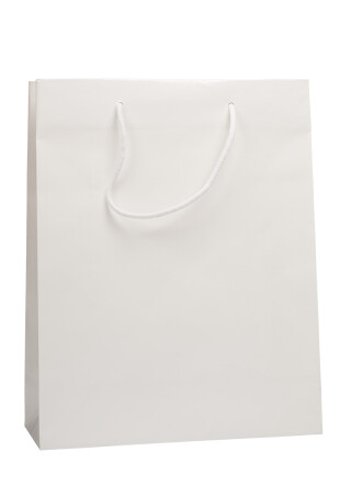Papírová taška MODEL 2 BÍLÁ 30x12x40 / bavlněná ucha, lesk