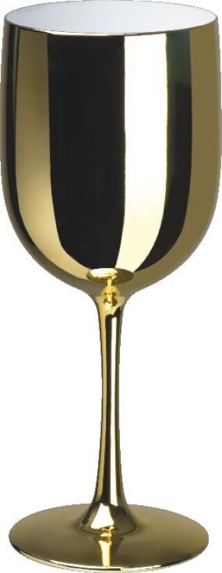 PÁRTY Plastová sklenice na víno, 460 ml, lesklá zlatá