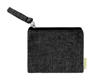 Peněženka na zip z recyklované bavlny, černá