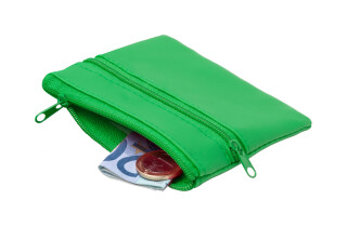 Peněženka z PU kůže, 2 zipy, zelená