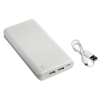 Plastová powerbanka s kapacitou 20 000 mAh, bílá