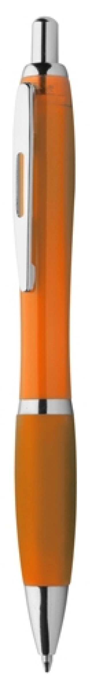 Plastové KP s modrou náplní a chromovanými detaily, oranž.