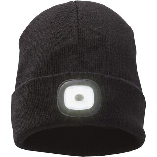 Pletená čepice s LED čelovkou, černá