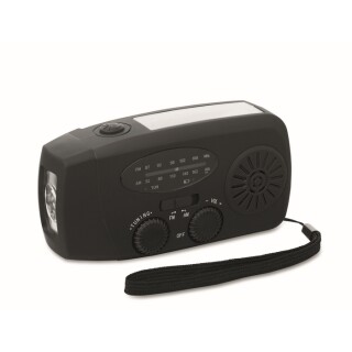 AUSELO Přenosné rádio s LED svítilnou, černá
