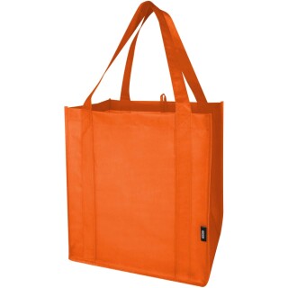 Recyklovaná netkaná nákupní taška s pevným dnem, oranžová