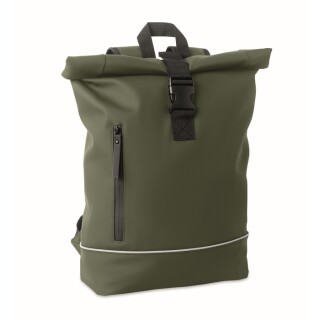 Rolovací PU batoh na notebook 15", tmavě zelená