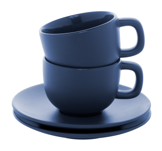 VANLION Sada 2 šálků a podšálků na cappuccino, námořní modrá